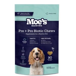 Pre + Pro Biotic Chews for Dogs Digestive Support Gut Health 90 Soft Chews